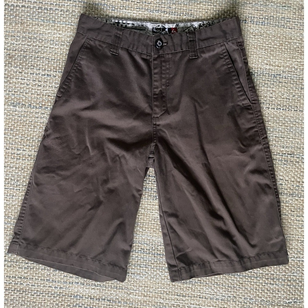 Quiksilver Shorts Men 30 Relaxed Fit Brown Canvas Y2K Surf Skate Casual